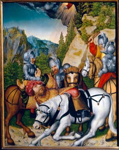 A Inversão a Caminho de Damasco (Síria). (A Inversão a Caminho de Damasco). São Paulo (Saulo) de Tarso (c. 8-c. 67). Pintura de Lucas Cranach the Younger (1515-1586), óleo sobre madeira. Arte alemã