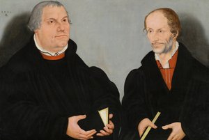Martinho Lutero (1483-1546) e Filipe Melanchthon (1497-1560) de Lucas the Younger Cranach