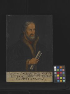 Retrato de Philipp Melanchthon (óleo sobre madeira) de Lucas the Younger Cranach