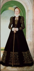 Retrato de Ana da Dinamarca (1532-1585) Esposa do Príncipe Eleitor Augusto da Saxônia (1526-1586) Pintura de Lucas Cranach o Jovem (1515-1586) 1565 Sol. 215x104 cm Museu Kunsthistorisches de Viena