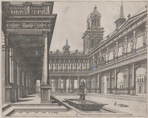 Pátio do Palácio com Fonte em Bacia Retangular