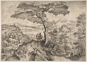 Soldados em Repouso Milites Requiescentes das Grandes Paisagens, ca. 1555-56 de Lucas van Doetecum