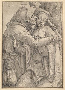 Um tolo e uma mulher, 1520. de Lucas van Leyden