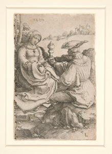 Um Nobre e uma Senhora sentados numa Paisagem de Lucas van Leyden