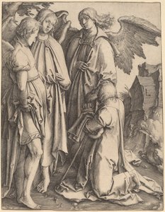 Abraão e os três anjos de Lucas van Leyden
