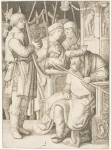 Davi tocando harpa diante de Saul de Lucas van Leyden