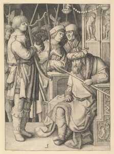 David a tocar harpa perante Saul de Lucas van Leyden