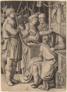 Davi tocando harpa diante de Saul de Lucas van Leyden