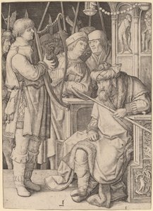 Davi tocando harpa diante de Saul de Lucas van Leyden