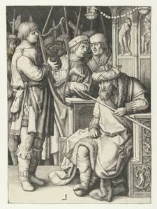Davi toca harpa para Saul de Lucas van Leyden
