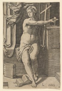 Faith Fides, da série The Seven Virtues, 1530. de Lucas van Leyden