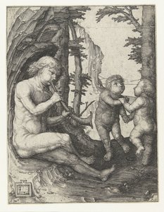 Menino com instrumento de sopro de Lucas van Leyden