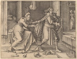 José escapando da esposa de Potifar de Lucas van Leyden