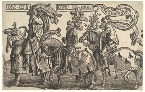 Joshua, David e Judas Maccabee, de The Nine Heroes, ca. 1520 de Lucas van Leyden