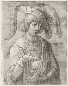 Retrato de um jovem com uma caveira, c. 1519 de Lucas van Leyden