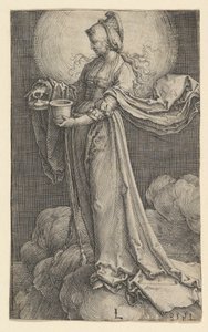 Santa Maria Madalena nas nuvens, 1518. de Lucas van Leyden