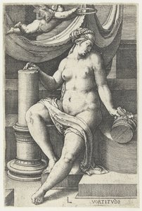 Fique bem logo Vortitudo (título no objeto) Sete Virtudes (título da série) de Lucas van Leyden