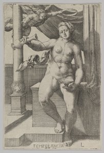 Temperança, da série The Virtues, 1530. de Lucas van Leyden