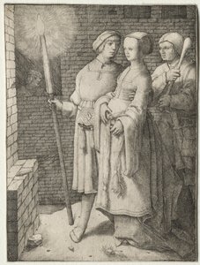 O homem com a tocha e uma mulher seguida por um tolo de Lucas van Leyden