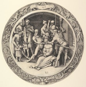 A zombaria de Cristo, da Paixão Circular, 1509. de Lucas van Leyden