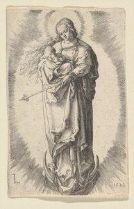A Virgem com o Menino no Crescente, 1523. de Lucas van Leyden