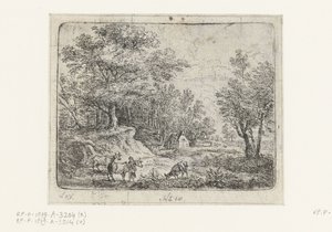 Paisagem com três vacas e uma mulher
Pequenas paisagens (título da série) de Lucas van Uden