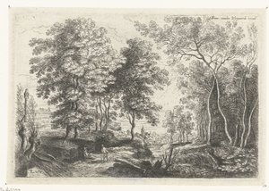 Paisagem com um riacho através de uma floresta
Seis paisagens (título da série) de Lucas van Uden