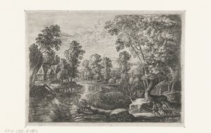 Paisagem com um riacho e um caçador
Seis paisagens (título da série) de Lucas van Uden