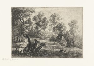 Paisagem com uma casa e um poço Cinco paisagens (título da série) de Lucas van Uden