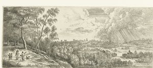 Paisagem com um banho de chuva Paisagens amplas (título da série) de Lucas van Uden