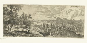 Paisagem com homens carregando paus
Amplas paisagens (título da série) de Lucas van Uden
