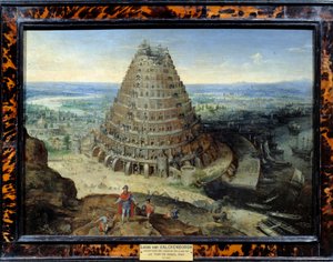La Tour de Babel Pintura de Lucas van Valckenborch (1530-1597) 1594 Sol. 0,41 x 0,56 m - A Torre de Babel. Pintura de Lucas van Valckenborch (1530 -1597)