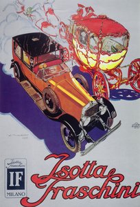 Cartaz publicitário Isotta Faschini automóveis