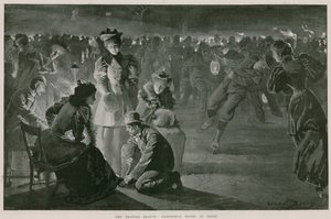 A época de patinagem: Hampstead Ponds à noite (litografia)