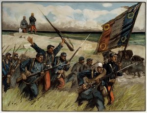 Primeira Guerra Mundial (1914-1918): “” Charge à la baionette en setembro 1914”” Pintura de Lucien Hector (Lucien-Hector) Jonas (1880 -1947) 1914 Paris. Museu das Duas Guerras Mundiais