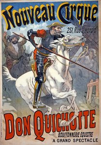Anúncio para "Nouveau Cirque" com "Don Quixote, Jester Equestrian", pub. 1892 (cor litho)