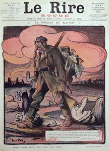 Caricatura de um soldado alemão, da capa de &39;Le Rire Rouge&39;, 20 de março de 1915