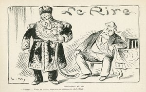Ilustração em Le Rire, 27/07/12 - Confiança na bey - Colonização - Fallieres Armand (1813-1941), Naceur Bey (Mohamed el-Naceur Bey) (1855-1922) (gravura) de Lucien Metivet