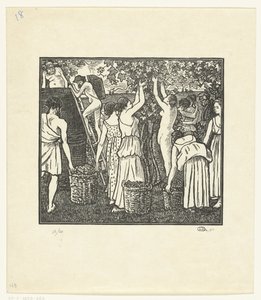 De wijnoogst
Daphnis e Chloe, A Colheita
Daphnis e Chloe (título da série) de Lucien Pissarro