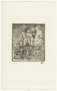 Grupo de cinco raparigas sentadas de Lucien Pissarro
