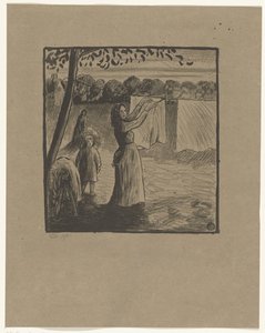 Pendurar a roupa suja de Lucien Pissarro