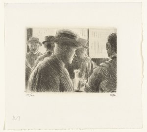 Homens em um café de Lucien Pissarro