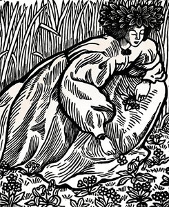 Os poemas de Ronsard. Xilogravura original, 1902, 1923 de Lucien Pissarro