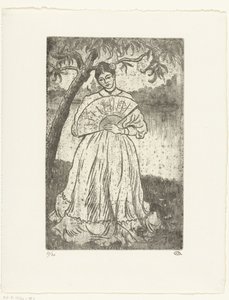 Mulher com ventilador de Lucien Pissarro