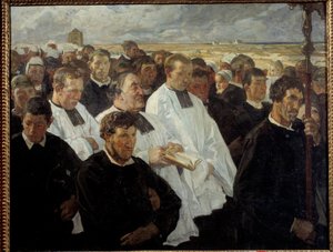 Procession to Penmarch in Brittany Painting de Lucien Simon (1861-1945) 1900 Sun. 1,36x1,75 m Paris, musee d