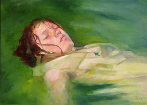 Rapariga à deriva, 2004 (óleo sobre tela) de Lucinda Arundell