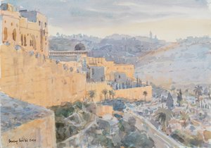 Sunrise on the City Wall, Jerusalém, 2019 (w - c no papel)