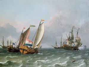 Envio holandês em um mar agitado
