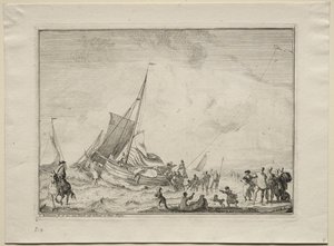 Lançamento de um navio, 1701. de Ludolf Backhuysen