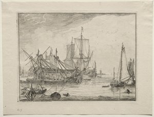 Navios em reparo de Ludolf Backhuysen